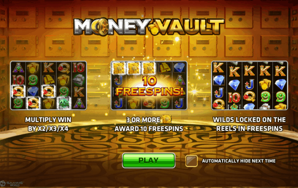 เกมสล็อตออนไลน์ จ่ายหนัก จัดเต็ม เล่นแล้วได้เงินจริง  Money Vault